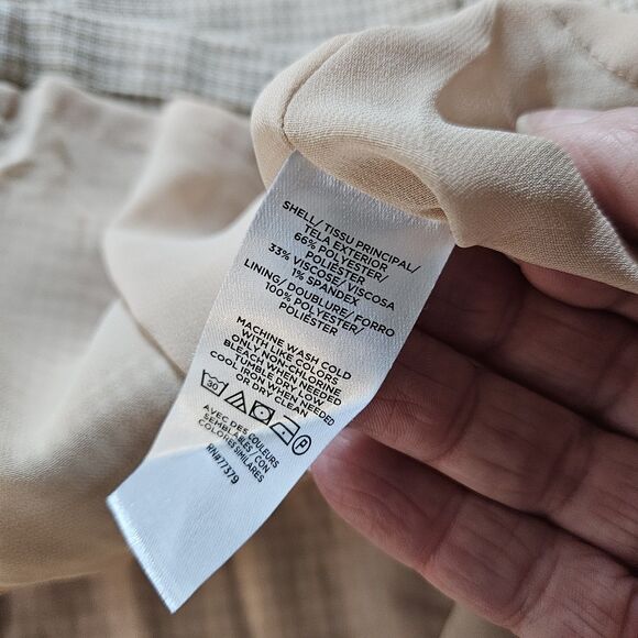 Ann Taylor Tan Houndstooth Knit Peplum Top Career Work Office Lined Size 14 - Picture 10 of 10